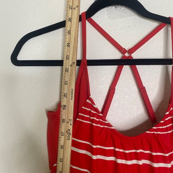 Athleta Tankini Swim Top 30D/DD Red striped Built-In Wire Bra & Adjustable Strap - Picture 11 of 14